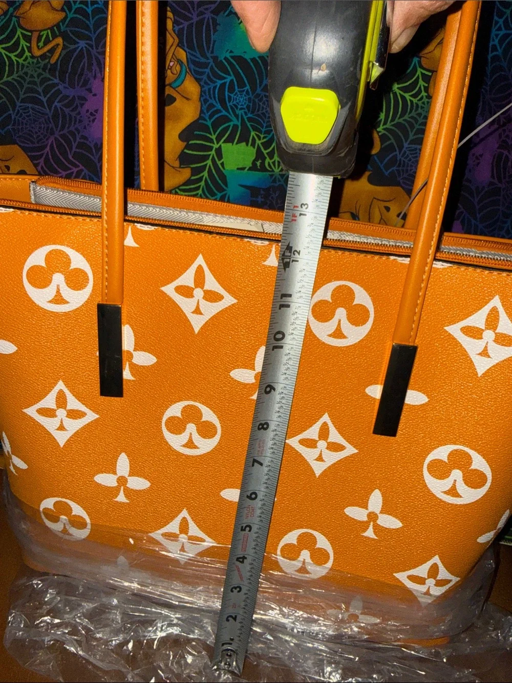 Designer-Inspired Orange Monogram Tote with Matching Wristlet